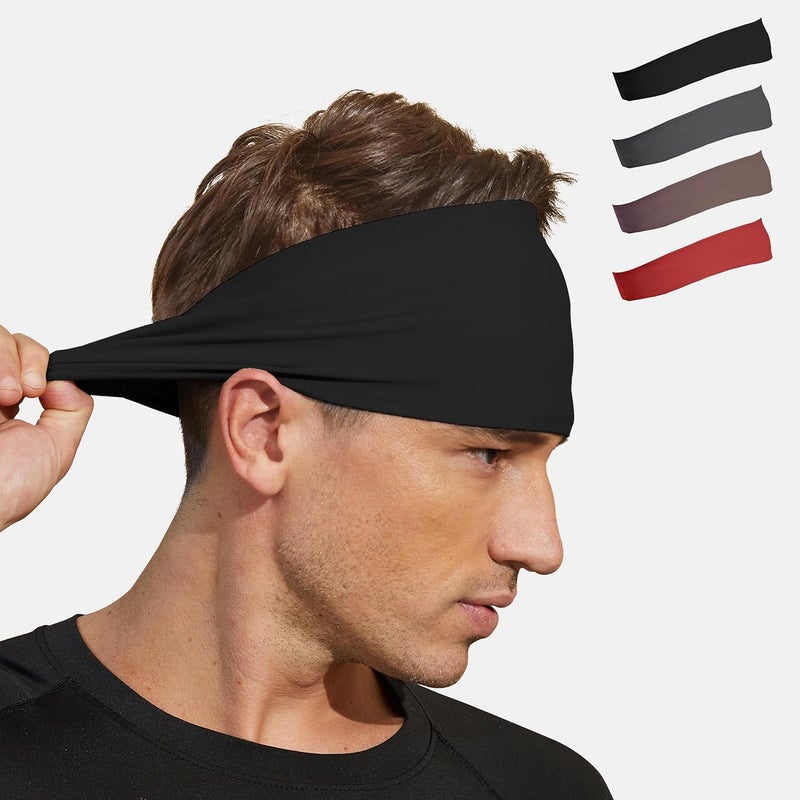 VIMPEP Tenacious Sports Headbands for Men Soft Feeling Non Silp Sweatband Workout Headband for Running,Cycling,Basketball,Tennis,Yoga Fitness Stretchy Quick-Dry Hairband for Unisex (3/4/6 Pack) - Image 1